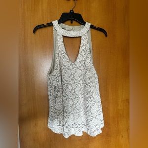 Audrey Cream Lace Halter Tank